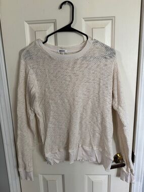 LAmade Cream Open-Knit Crew Neck Sweater